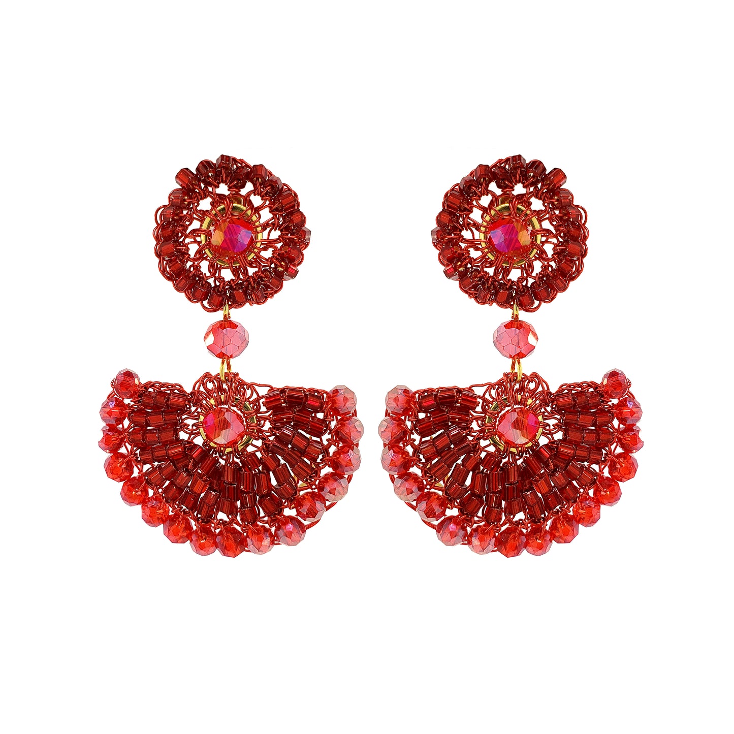 Red Velvet Mystra Dangle Handmade Crochet Earrings
