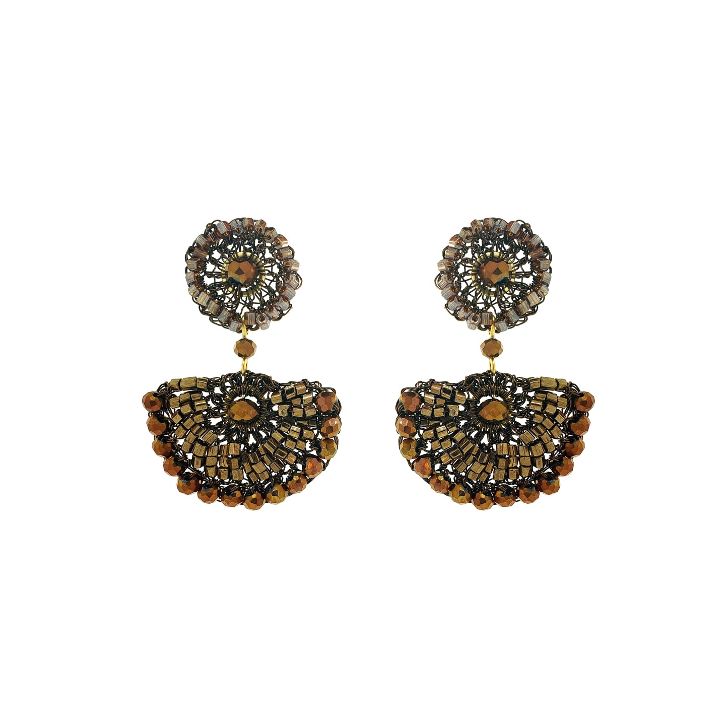 Sepia Mix Mystra Dangle Handmade Crochet Earrings
