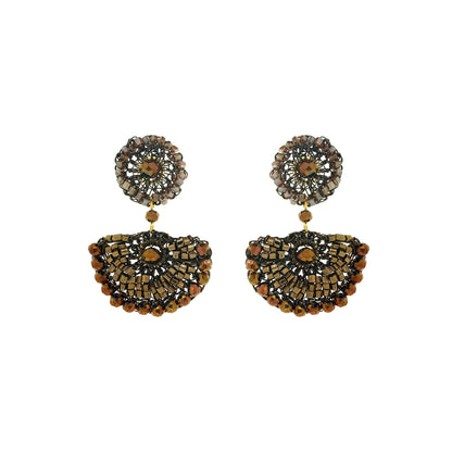 Sepia Mix Mystra Dangle Handmade Crochet Earrings