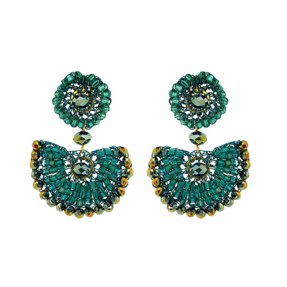 Teal Mix Mystra Dangle Handmade Crochet Earrings