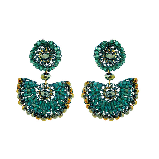 Teal Mix Mystra Dangle Handmade Crochet Earrings