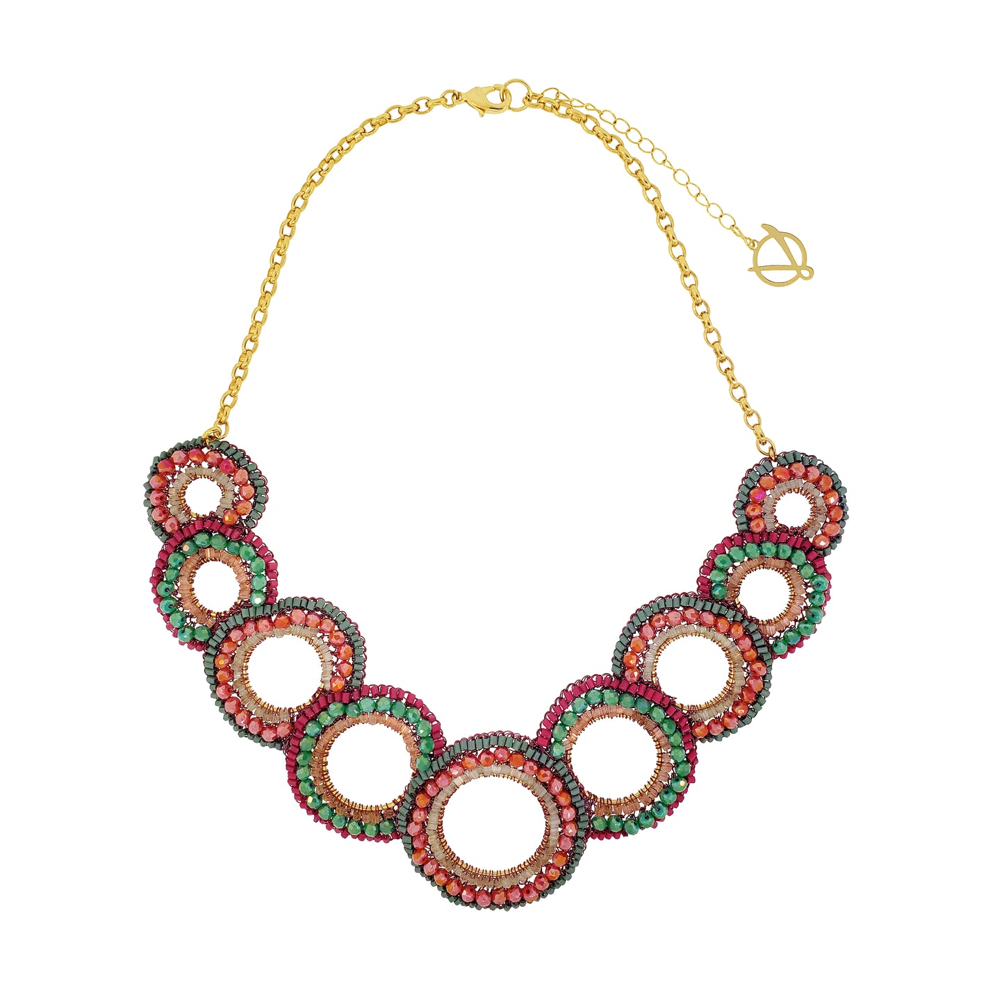 Sunset Coral Mix Gush Maxi Handmade Crochet Necklace