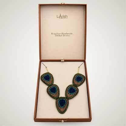 Peacock Statement Necklace Handcrafted