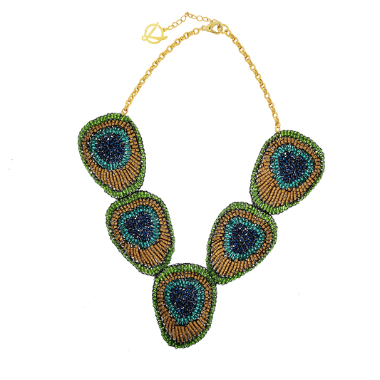 Peacock Statement Necklace Handcrafted