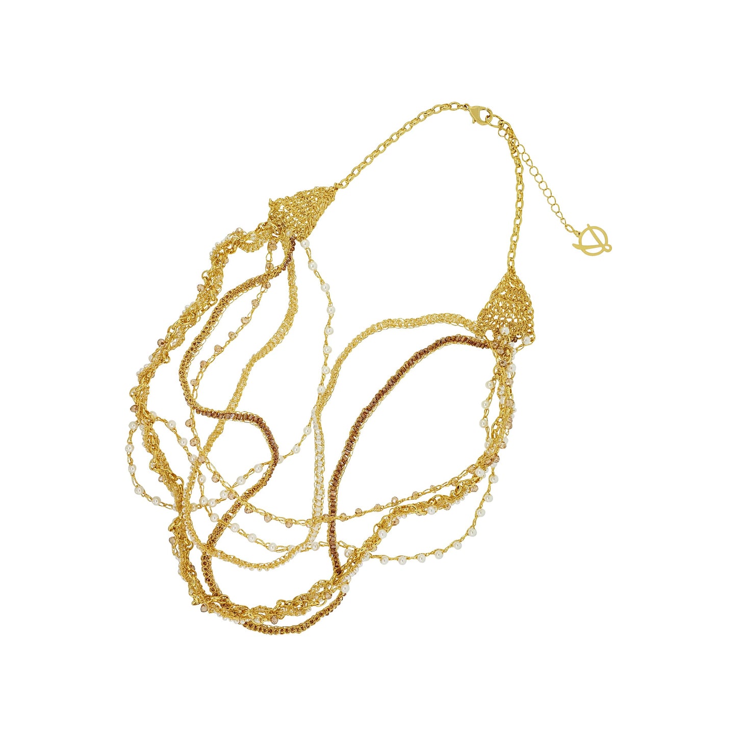 Golden Mix Waves Handmade Crochet Necklace