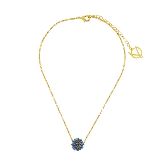 Blue & Gold Maya Handmade Crochet Necklace