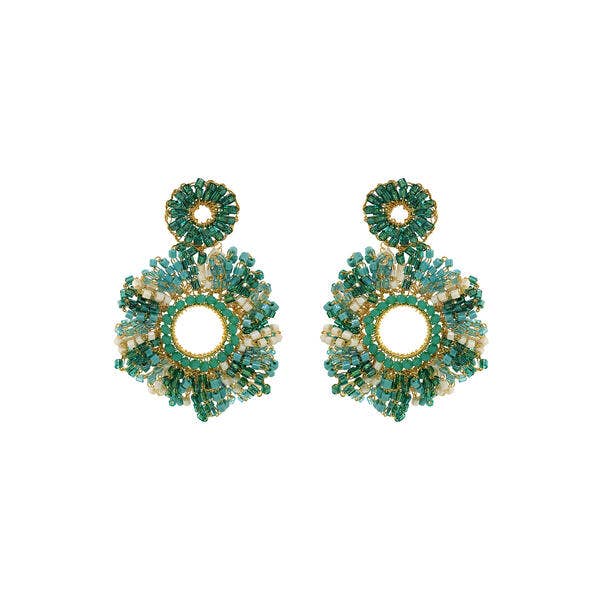 Ocean Teal Mix Marigold Handmade Crochet Earrings