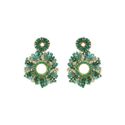 Ocean Teal Mix Marigold Handmade Crochet Earrings