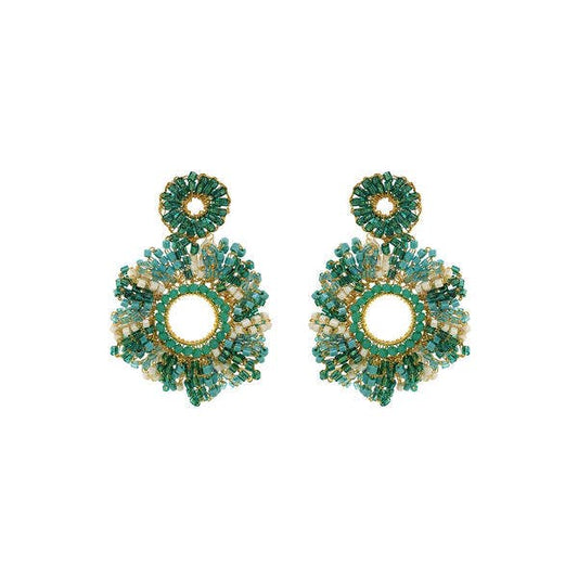 Ocean Teal Mix Marigold Handmade Crochet Earrings