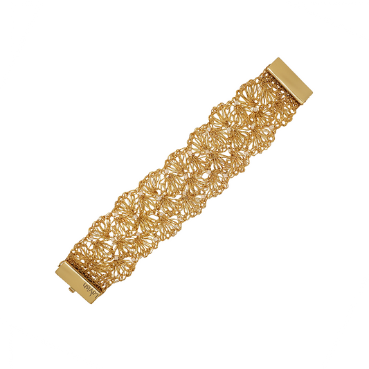 Pearl & Gold Shells Handmade Crochet Bracelet