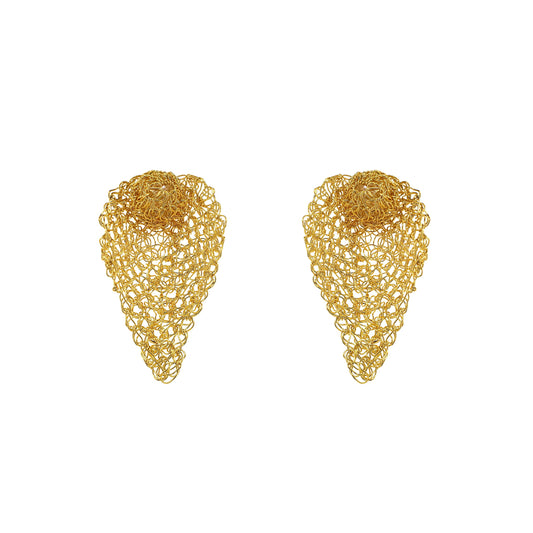 All Gold Calla Handmade Crochet Post Earrings