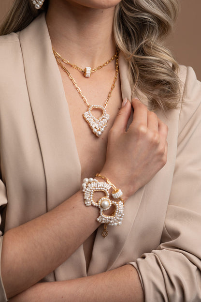 Pearl & Gold Queen's Heart Handmade Crochet