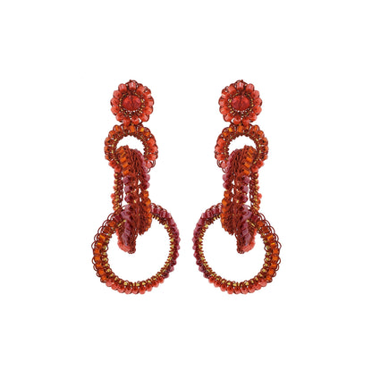 Coral Red Mix Grace Handmade Crochet Earrings