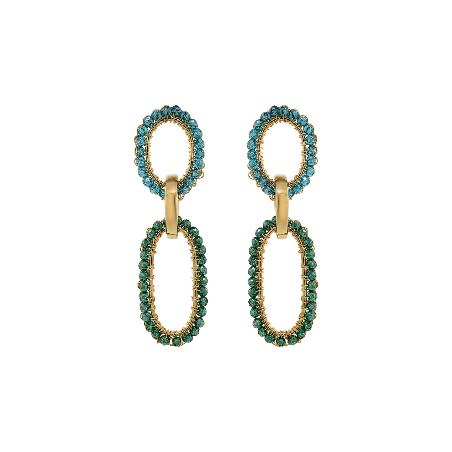Ocean Teal Mix Urban Links Handmade Crochet Links Earrings