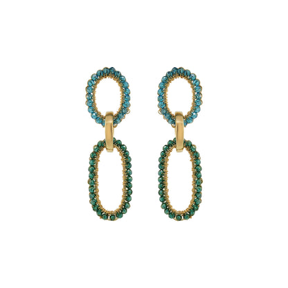 Ocean Teal Mix Urban Links Handmade Crochet Links Earrings