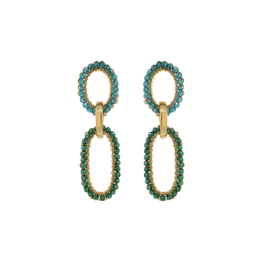Ocean Teal Mix Urban Links Handmade Crochet Links Earrings
