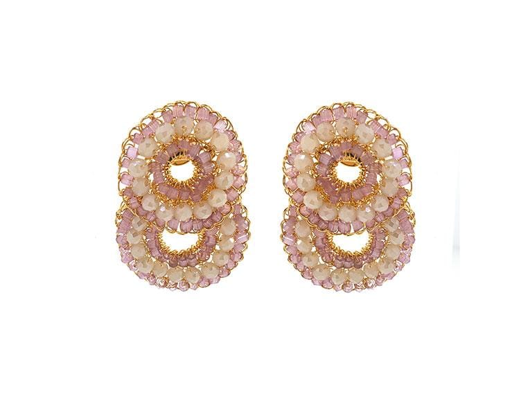 Blush & Gold Gush Small Handmade Crochet Earrings