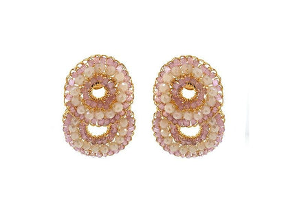 Blush & Gold Gush Small Handmade Crochet Earrings