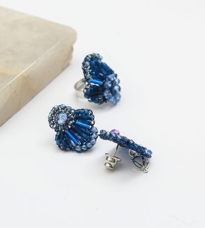 Royal Blue Mix Queen Mini Posts Handmade Crochet Earrings