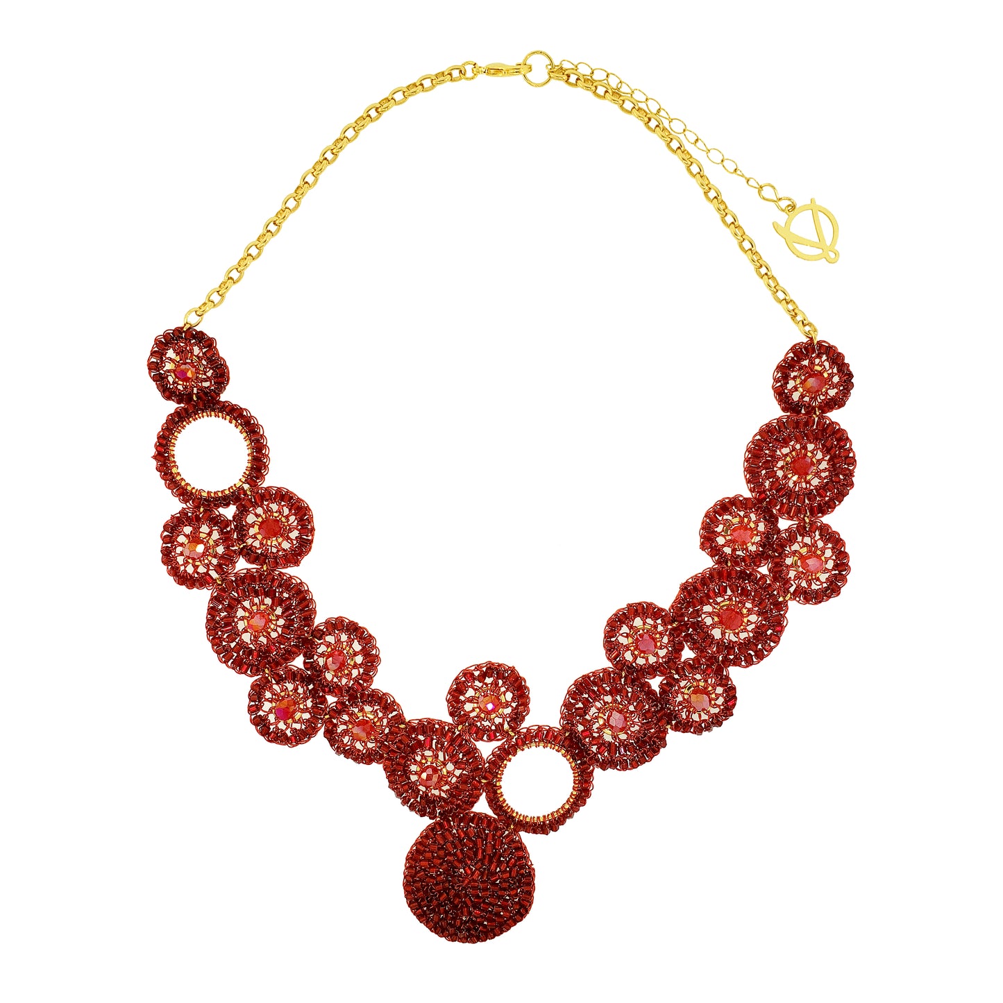 Red Velvet Mix Patchwork Handmade Necklace