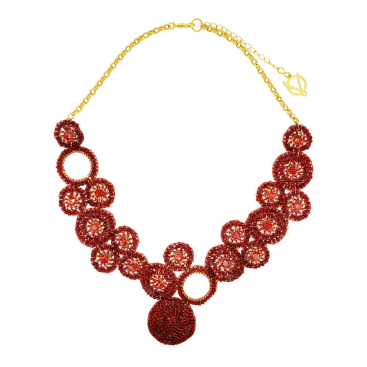 Red Velvet Mix Patchwork Handmade Necklace