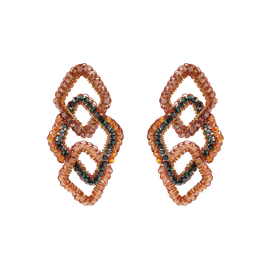 Mystic Amber Emery Handmade Crochet Earrings