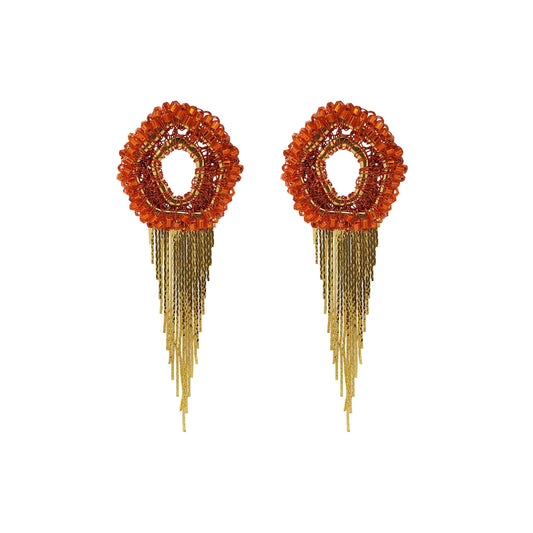 Amber Orange Margot Handmade Crochet Earrings