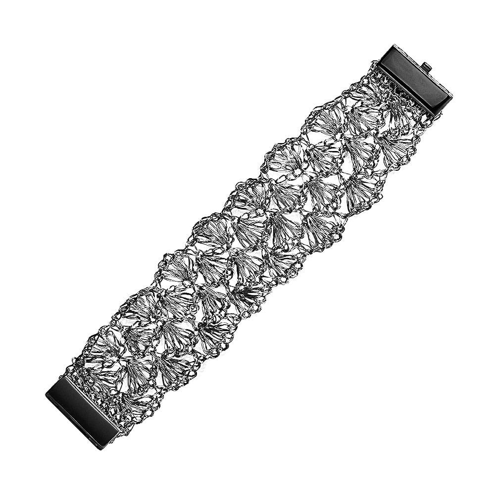 All Gun Metal Shells Handmade Crochet Bracelet