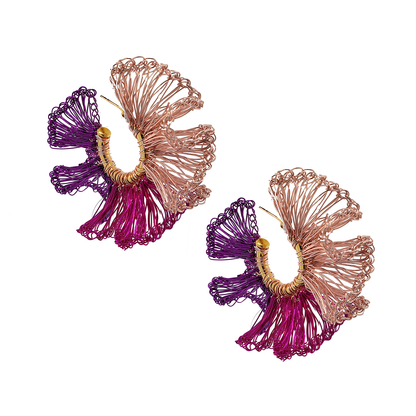 Neon Pink Mix Rio Hoops Handmade Crochet Earrings