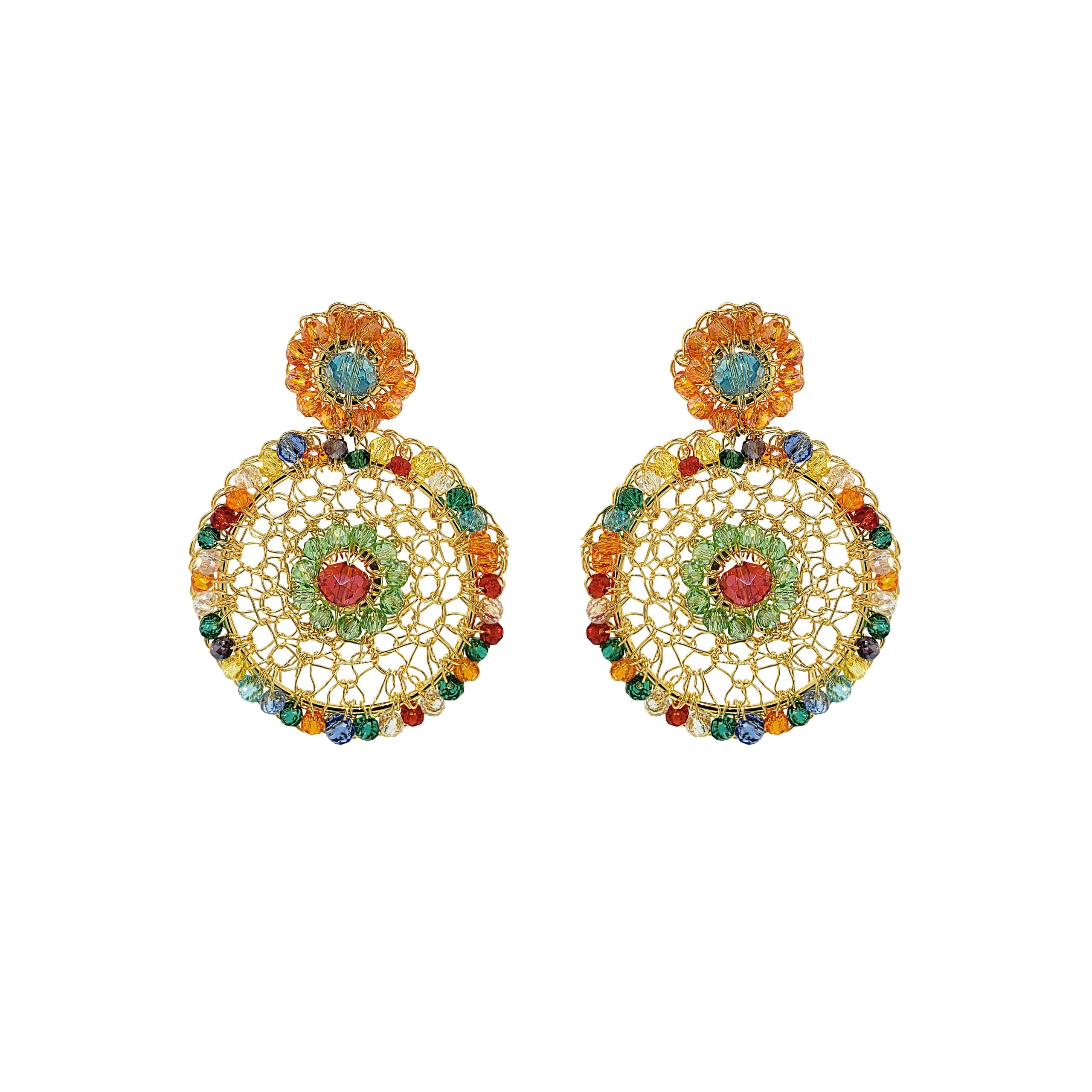 Multi & Gold Minerva Drop Handmade Crochet Earrings – Lavish by