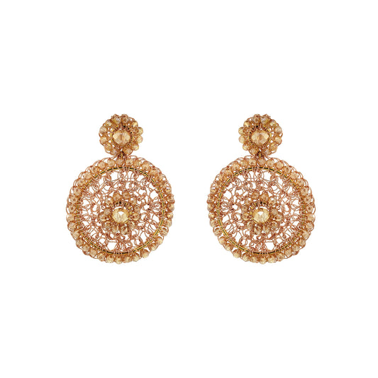 Amber & Rose Gold Minerva Drop Handmade Crochet Earrings