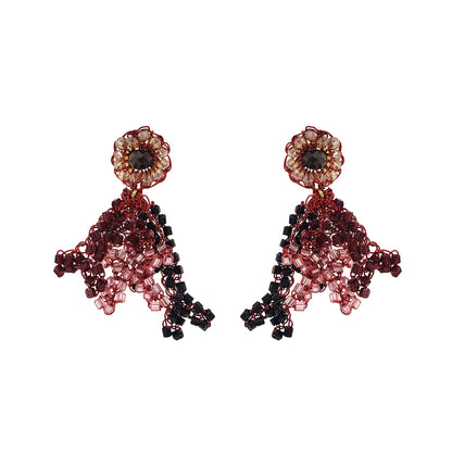 Red & Black Mix Coral Mini Handmade Crochet Earrings