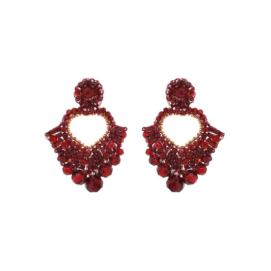 Cherry Red Queen's Heart Handmade Crochet Earrings