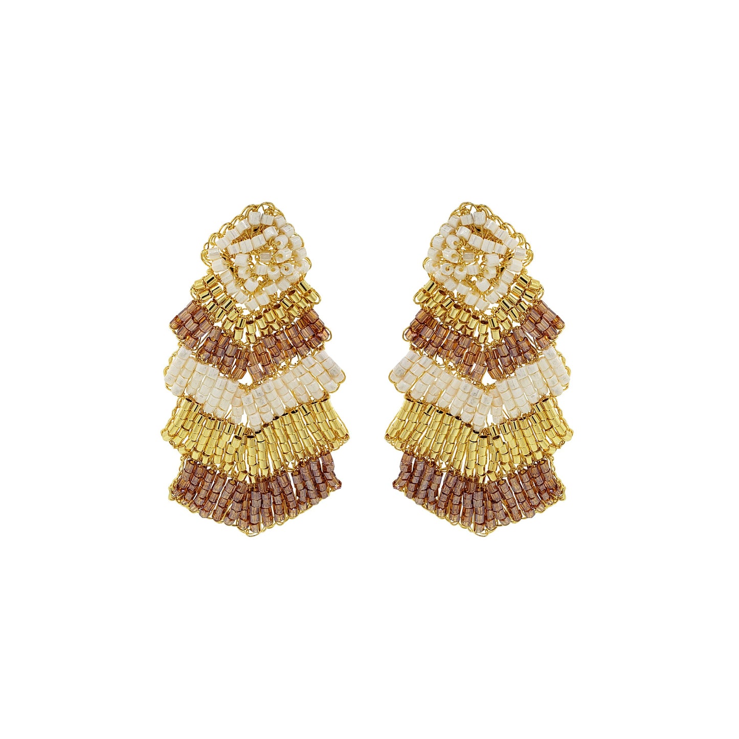 Golden Mix Chevron Handmade Crochet Earrings