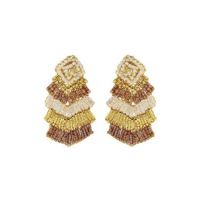 Golden Mix Chevron Handmade Crochet Earrings