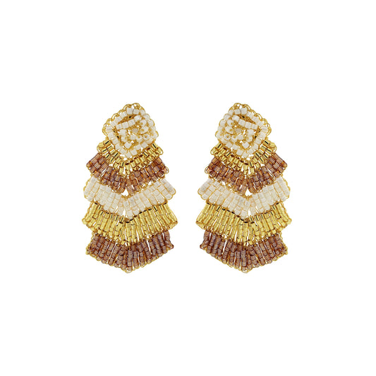 Golden Mix Chevron Handmade Crochet Earrings