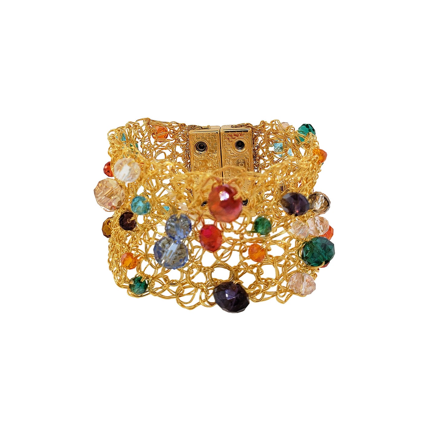 Multicolor & Gold Aurora Handmade Crochet Bracelet