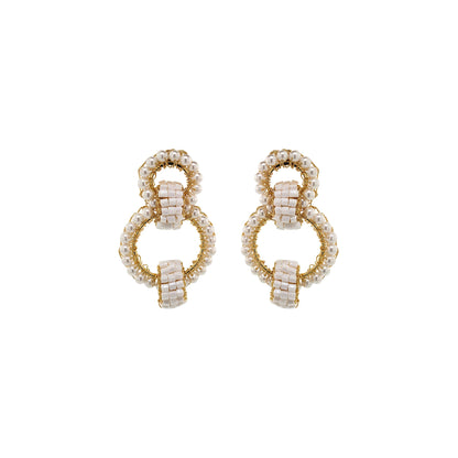 Pearl & Gold High Roller Duo Handmade Crochet Earrings