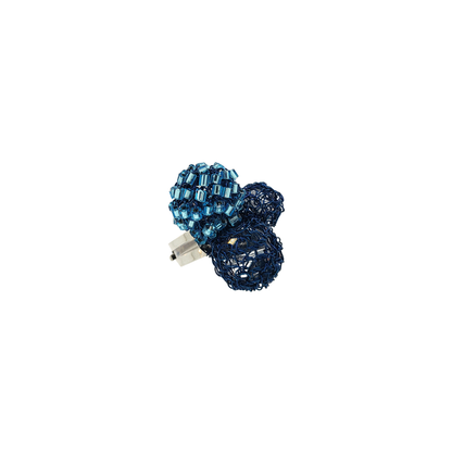 Blue Mix Sphere Handmade Crochet Ring