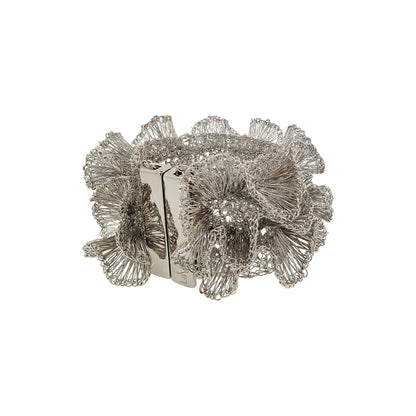 All Silver Rio Handmade Ruffled Crochet Bracelet