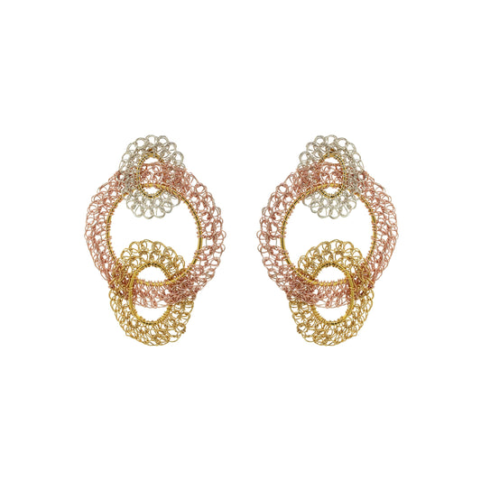 Trio Gold Artemis Round Handmade Crochet Earrings