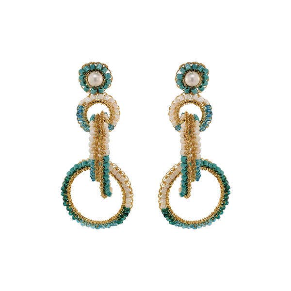 Ocean Teal Mix Grace Handmade Earrings