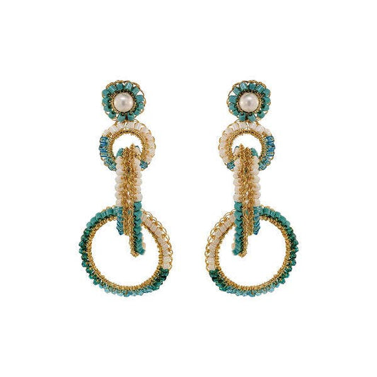 Ocean Teal Mix Grace Handmade Earrings