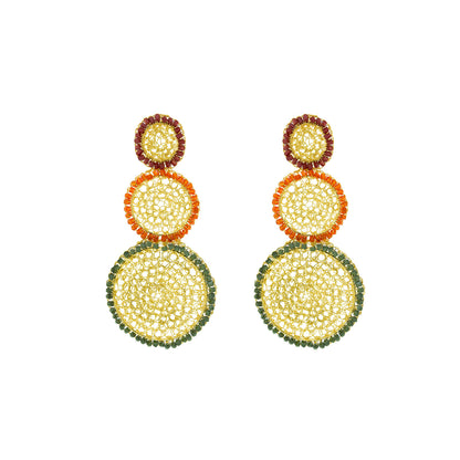 Multi & Gold Trio Wired Mandala Handmade Crochet Earrings