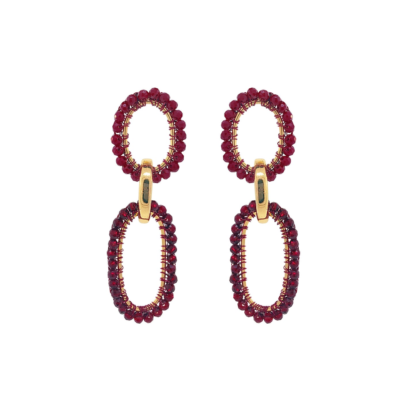 Cherry Red Mix Urban Links Handmade Crochet Earrings