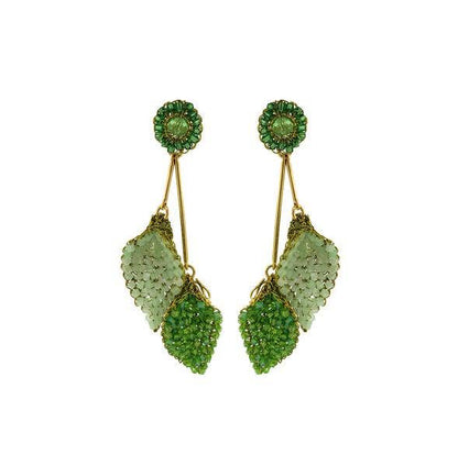 Jade Green Mix Tulip Duo Handmade Crochet Earrings