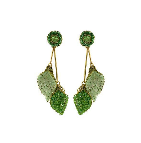 Jade Green Mix Tulip Duo Handmade Crochet Earrings