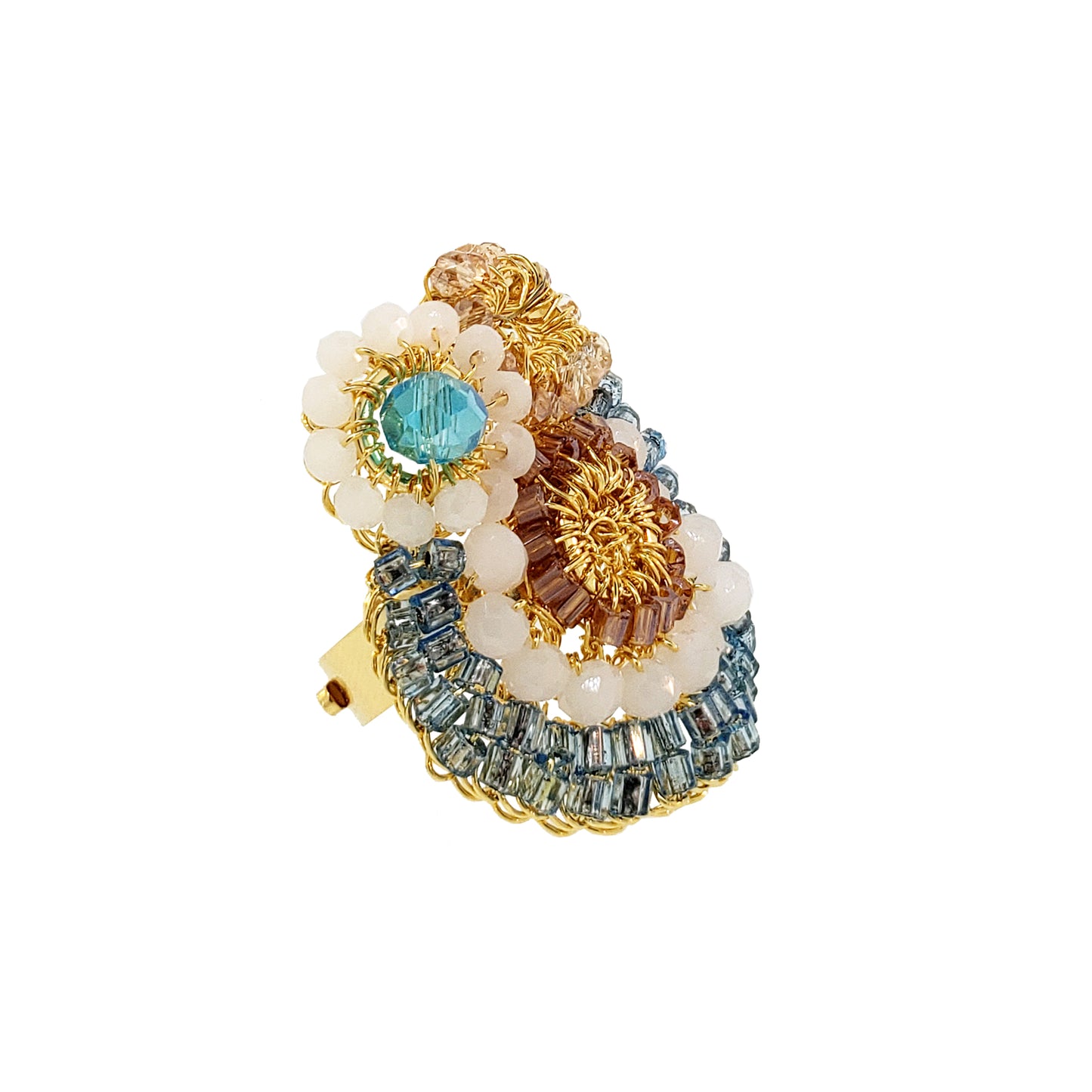 Seafoam Blue Mix Althea Maxi Handmade Crochet Ring