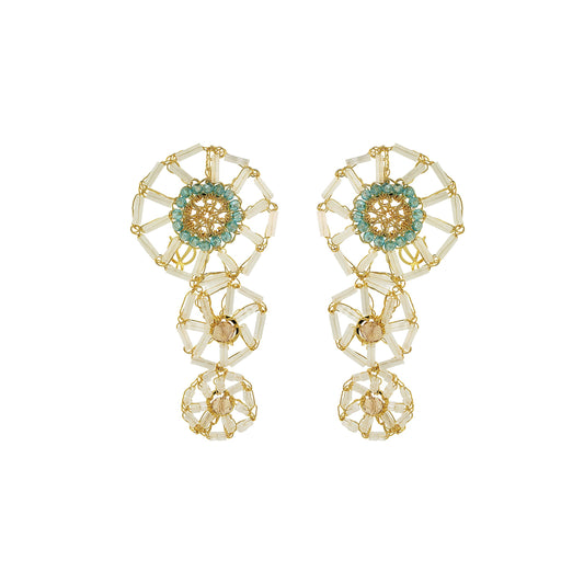 Seafoam Blue Mix Themis Cascade Handmade Crochet Earrings