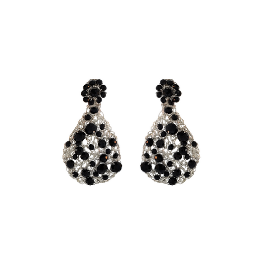 Black & Silver Aurora Handmade Crochet Earrings